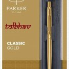 Parker Classic Gold GT Gold Trim Ball Point Pen, Blue Quink Refil, Fine Nib New
