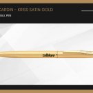 Pierre Cardin Kriss Satin Gold Ball Point Pen BP Gold Trim Blue Ink Gift New
