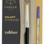 Parker Galaxy GT Roller Ball Pen Gold Trim RollerBall Black Body Blue Ink Vector