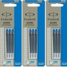 15 X Parker Quink Ink Cartridges Blue Color for Fountain Pen New Made in France