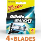 Gillette Mach3 Pack Of 4 Cartridges Shaving Blades For Razor New Mach 3 Germany