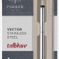 Parker Vector Steel SS CT Chrome Trim Fountain Ink Pen FP Fine Nib New Convertor