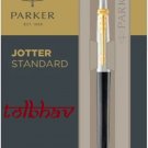 Parker Jotter Standard GT Gold Trim Ball Point Pen BP Black Body Blue Ink New