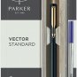 Parker Vector Standard Roller Ball Pen Gold Trim GT (Black Body) Blue ink