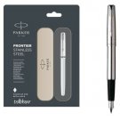 Parker Frontier Stainless Steel SS CT Fountain Ink Pen Chrome Trim New Convertor