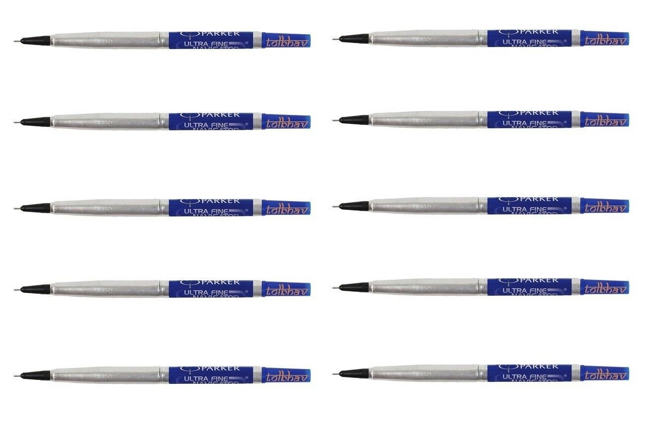 10 x Parker Vector Frontier Rollerball Pen Refills, Blue Ink, Ultra Fine, 0.5mm