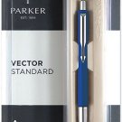 Parker Vector Standard CT Ball Pen BP (Blue Ink & Blue Body) New SS Chrome Trim