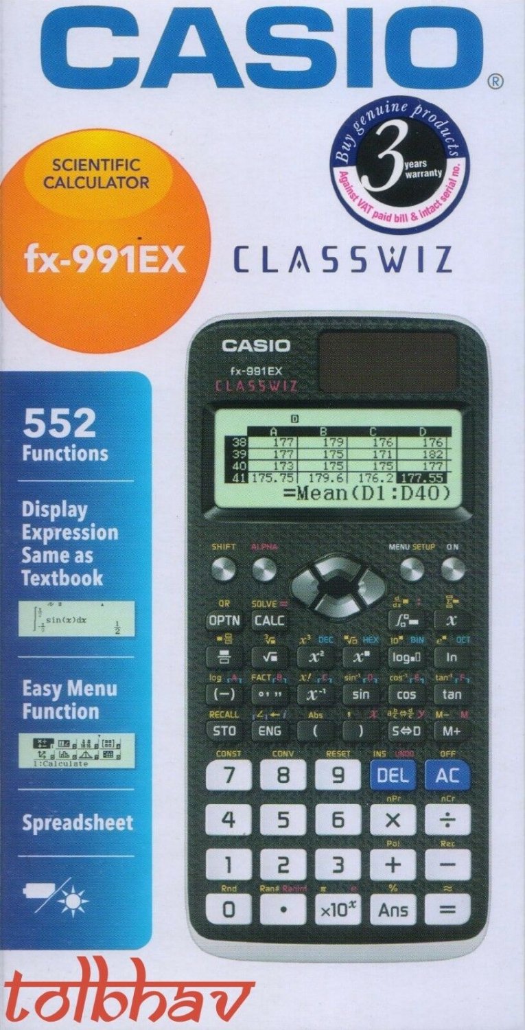 Casio FX-991EX Black Scientific Calculator FX 991 EX, 552 Functions, Classwiz