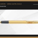 Pierre Cardin Kriss Satin Gold Roller Ball Pen Gold Trim GT Blue Ink Gift New