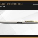 Pierre Cardin Kriss Satin Nickle Ball Point Pen BP Gold Trim Blue Ink Gift Steel