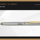 Pierre Cardin St Moritz Ball Point Pen Gold Trim Blue Ink Gift Steel Body Mortiz