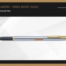 Pierre Cardin Kriss White Gold Roller Ball Pen Gold Trim GT Blue Ink Gift New