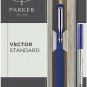 Parker Vector Standard Roller Ball Pen Chrome Trim CT (Blue Body) Blue ink