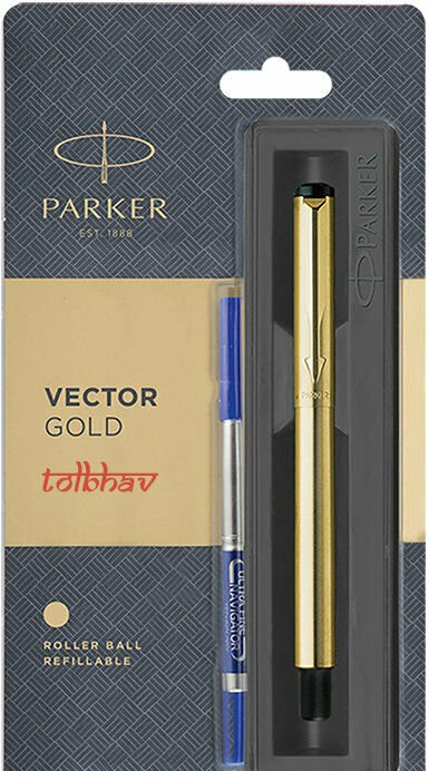Parker Vector Gold Body Trim GT Roller Ball Pen Rollerball RB New Blue Ink Fine