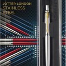 Parker Jotter SS Steel GT Gold Trim Ball Point Pen, Fine Nib, 0.8mm Blue Ink New