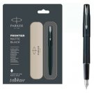 Parker Frontier Matte Black MB CT Fountain Ink Pen Chrome Trim New + Convertor