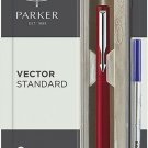 Parker Vector Standard Roller Ball Pen Chrome Trim CT (Red Body) Blue ink