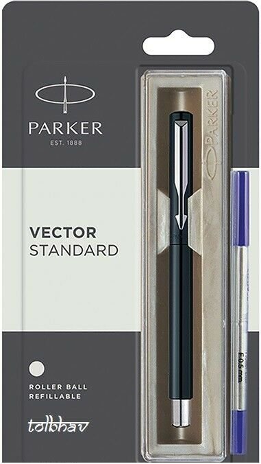 Parker Vector Standard Roller Ball Pen Chrome Trim CT (Black Body) Blue ink