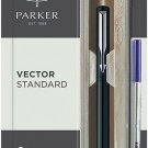 Parker Vector Standard Roller Ball Pen Chrome Trim CT (Black Body) Blue ink