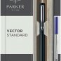 Parker Vector Standard Roller Ball Pen Chrome Trim CT (Black Body) Blue ink