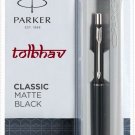 Parker Classic Matte Black Chrome Trim CT Ball Point Pen New Quink Blue Refill