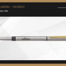 Pierre Cardin Viceroy Ball Point Pen Gold Trim Blue Ink Silver Body New Gift Nib