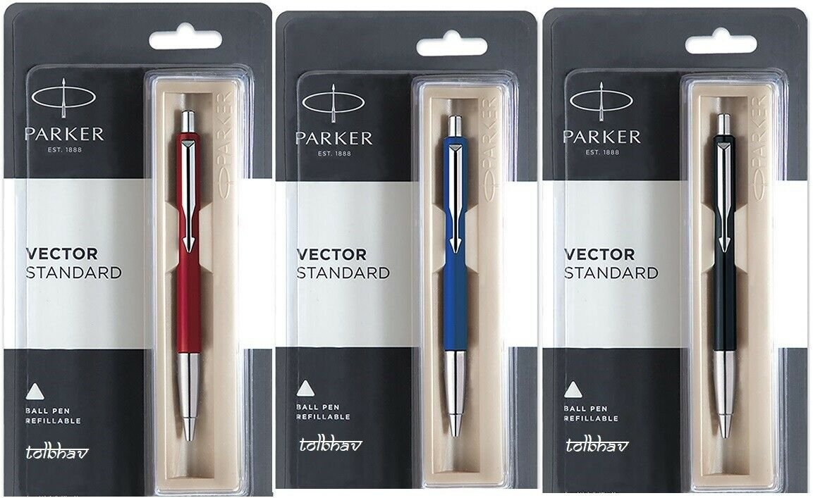 Parker Vector Standard CT Ball Pen Blue Ink & Red / Blue / Black Body Chrome BP