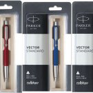 Parker Vector Standard CT Ball Pen Blue Ink & Red / Blue / Black Body Chrome BP