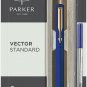Parker Vector Standard Roller Ball Pen Gold Trim GT (Blue Body) Blue ink RB New
