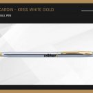 Pierre Cardin Kriss White Gold Ball Point Pen BP Gold Trim Blue Ink Gift Steel
