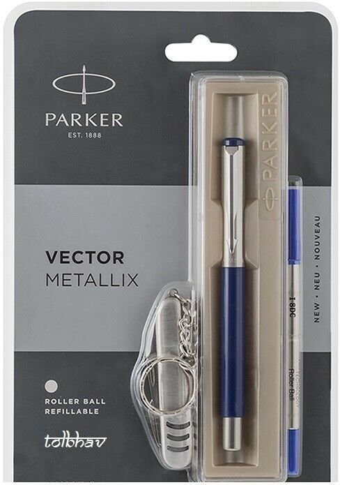 Parker Vector Metallix CT Roller Ball Pen RollerBall Blue Body Blue Ink Mettalix