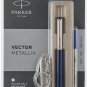 Parker Vector Metallix CT Roller Ball Pen RollerBall Blue Body Blue Ink Mettalix