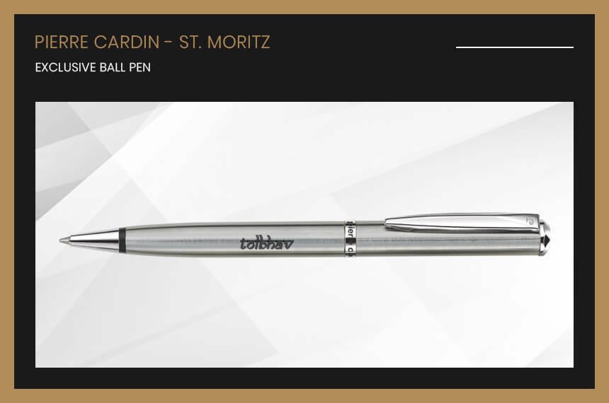 Pierre Cardin St Moritz Ball Point Pen BP Chrome Trim Blue Ink Steel Body Mortiz