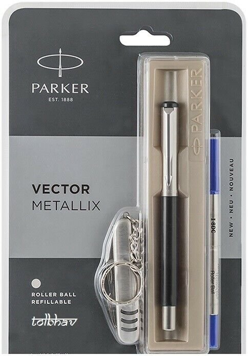 Parker Vector Mettalix CT Roller Ball Pen Rollerball Black Body BlueInk Metallix