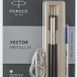 Parker Vector Mettalix CT Roller Ball Pen Rollerball Black Body BlueInk Metallix