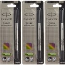 5 X Parker Quink Roller Ball Rollerball Pen Refills Black Ink Medium Nib New