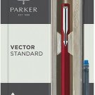 Parker Vector Standard CT Fountain Pen (Red Body + 1 Blue Ink New Cartridge) nib