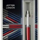 Parker Jotter London Gel Pen Stainless Steel Trim Red Body Blue Refill New Ball