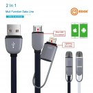 2 in 1 Micro USB Sync Data Charging Cable For Iphone 5/C/S/6 Android HTC Samsung