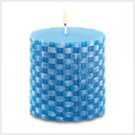 island blue basket weave candle