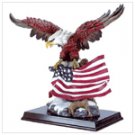 Eagle With Flag On Wood Base