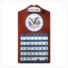 Wood Eagle & Flag Clock & Calendar