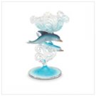 Blue Dolphins Glass Candle Holder