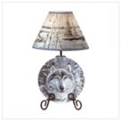Snow Wolf Plate and Lamp Set