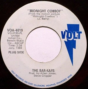Bar Kays - Midnight Cowboy / A.J. The House Fly - Vinyl 45 Record on Volt - R&B Soul