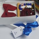 BLUE CITY burgandy and gold butterfly bow tie gift package