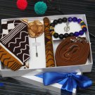 BLUE CITY brown Ankara gift set package