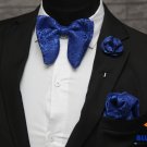 BLUE CITY Executive royal blue butterfly bow tie set|Bow tie|pocket square|rose lapel pin