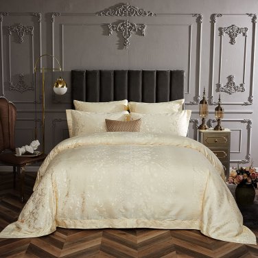King Size 6 Piece Luxury Jacquard Bedding Duvet Cover Set DM716K