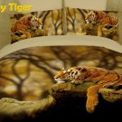 Dolce Mela King Size 6 Piece Duvet Cover Set Bedding  100% Cotton Lonely Tiger DM458K